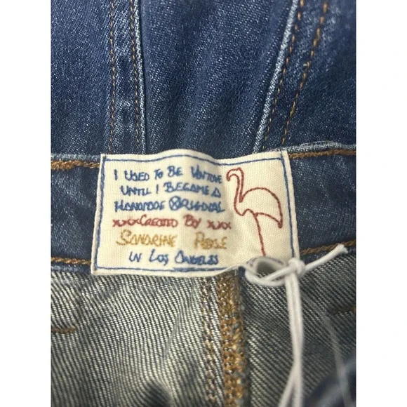 SANDRINE ROSE X FREE PEOPLE NY82 Wide Leg Distressed Blue Jeans NEW Size 25 - Picture 5 of 9
